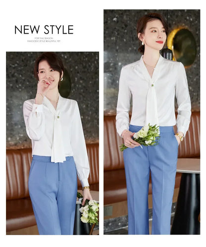 Women's Summer Professional White Shirt Short Sleeves Hotel Front Desk Workwear Korean Style OL Business Shirt White Collar Work