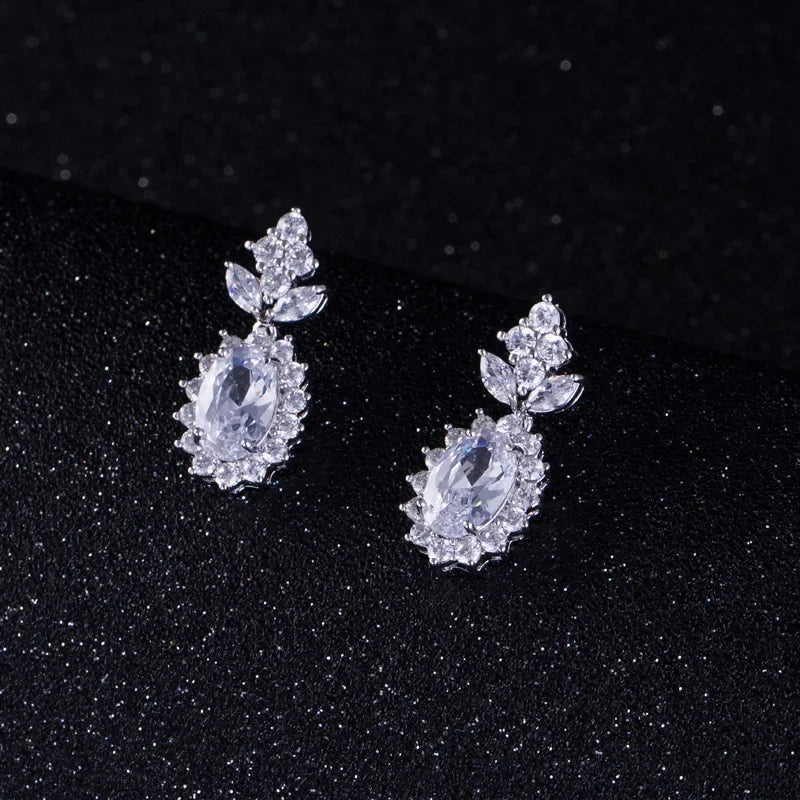 Elegant Chinese Style Bride Zirconia Jewelry Set Necklace Earrings Headpiece by Liangya Lirun Suitable for Weddings