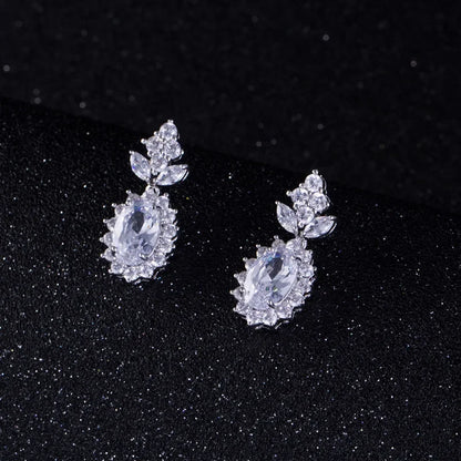 Elegant Chinese Style Bride Zirconia Jewelry Set Necklace Earrings Headpiece by Liangya Lirun Suitable for Weddings