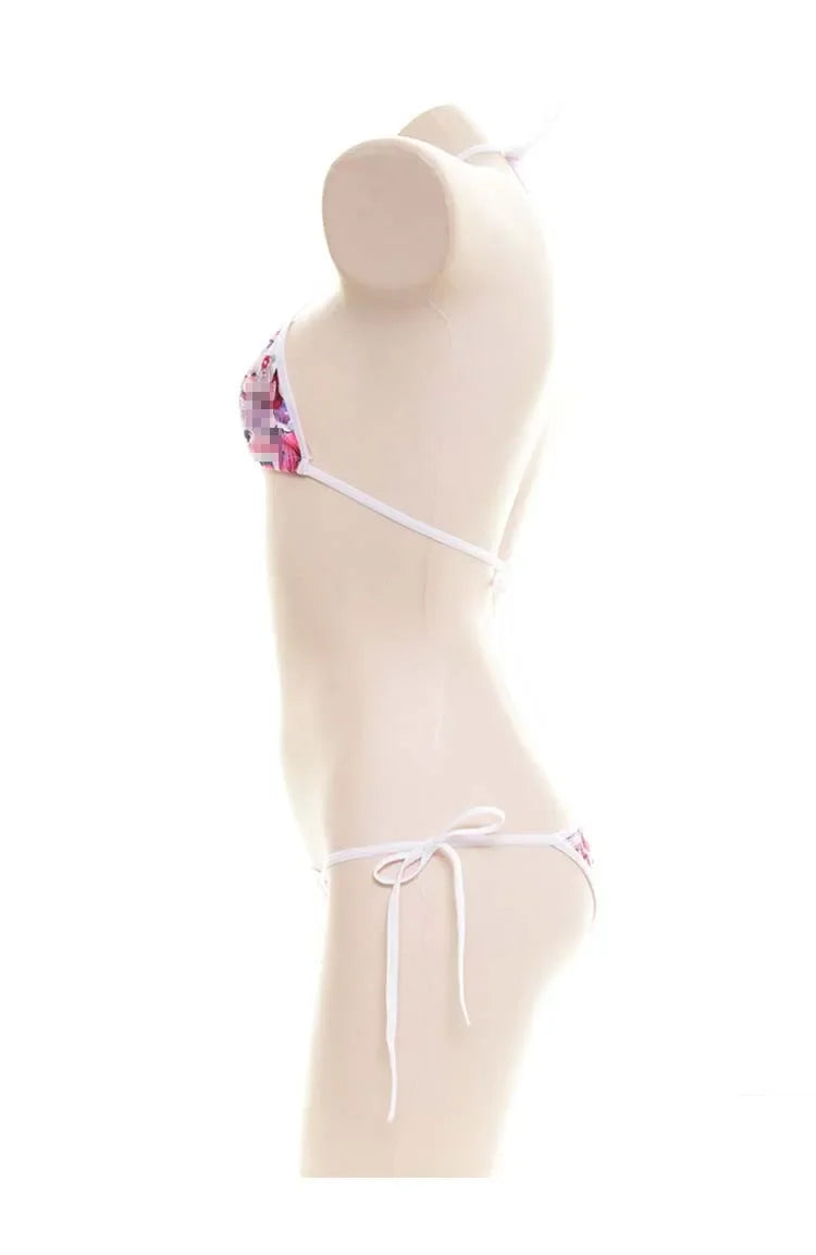 Japanese Sexy Lingerie Lolita Kawaii Mosaic Cartoon Anime Mini Bikini Adult Cosplay Erotic Costumes Bra Women Underwear Set