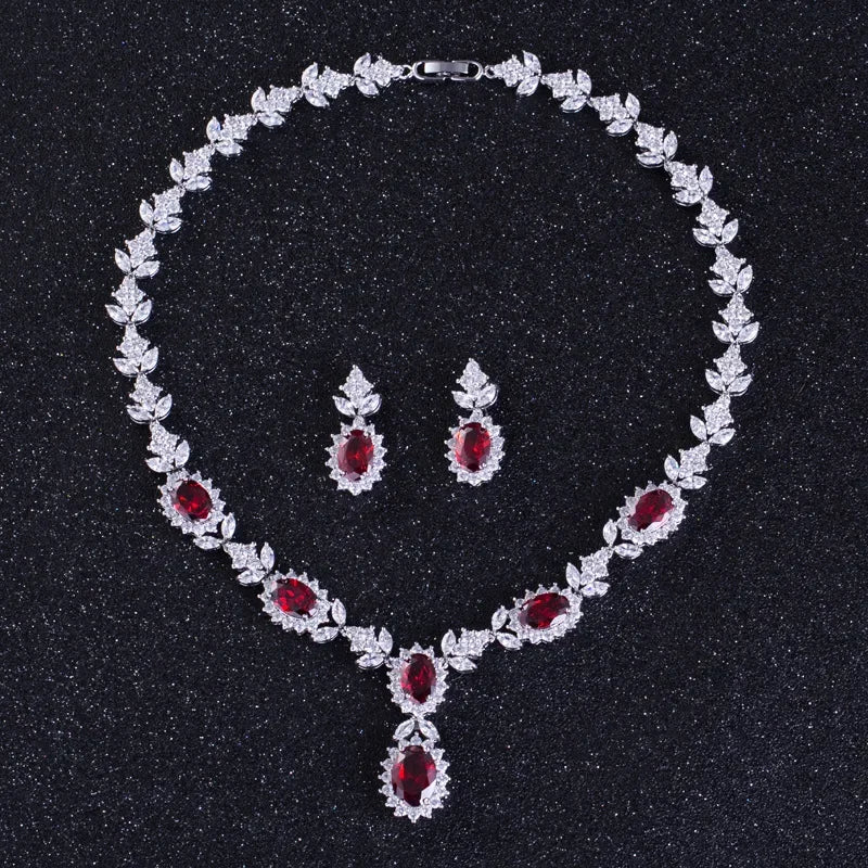 Elegant Chinese Style Bride Zirconia Jewelry Set Necklace Earrings Headpiece by Liangya Lirun Suitable for Weddings
