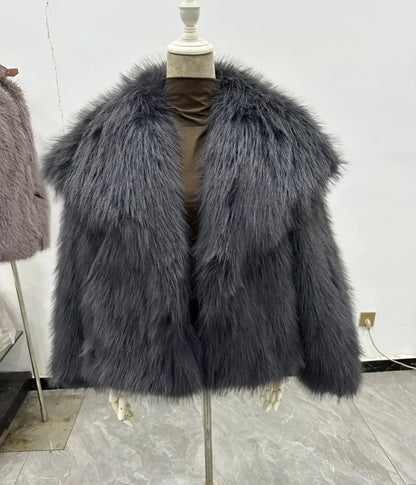 Women's Faux Fur Jacket Loose Long-Sleeved Coat Toca Fox Design Autumn/Winter 2025 Collection